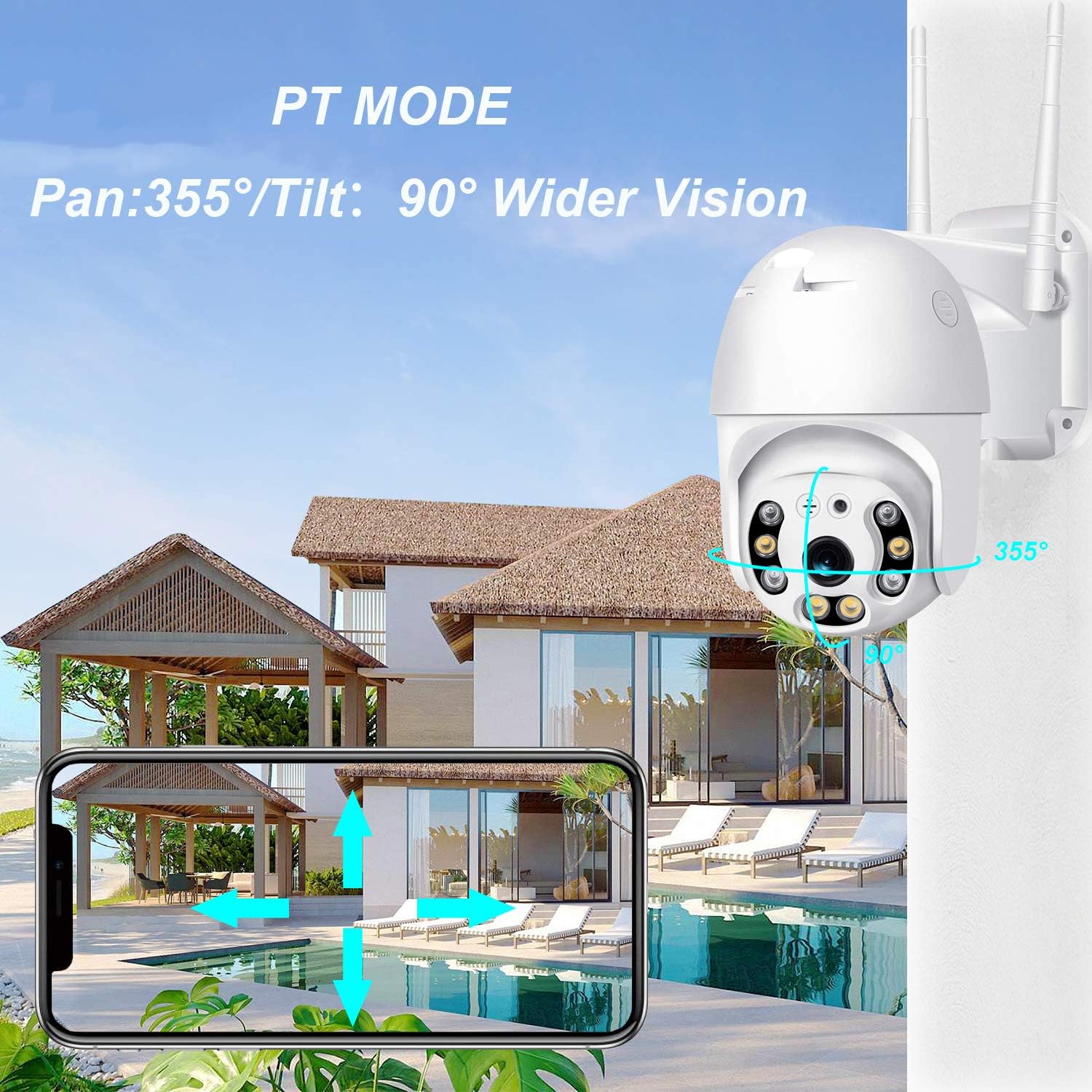 Wireless Security Camera, 2K Home WiFi IP Camera, Pan Tilt Dome Surveillance Camera, Two-Way Audio Motion Detection, Clear Night Vision, Waterproof CCTV Camera, Give Away 32G SD Card. Pack of 2