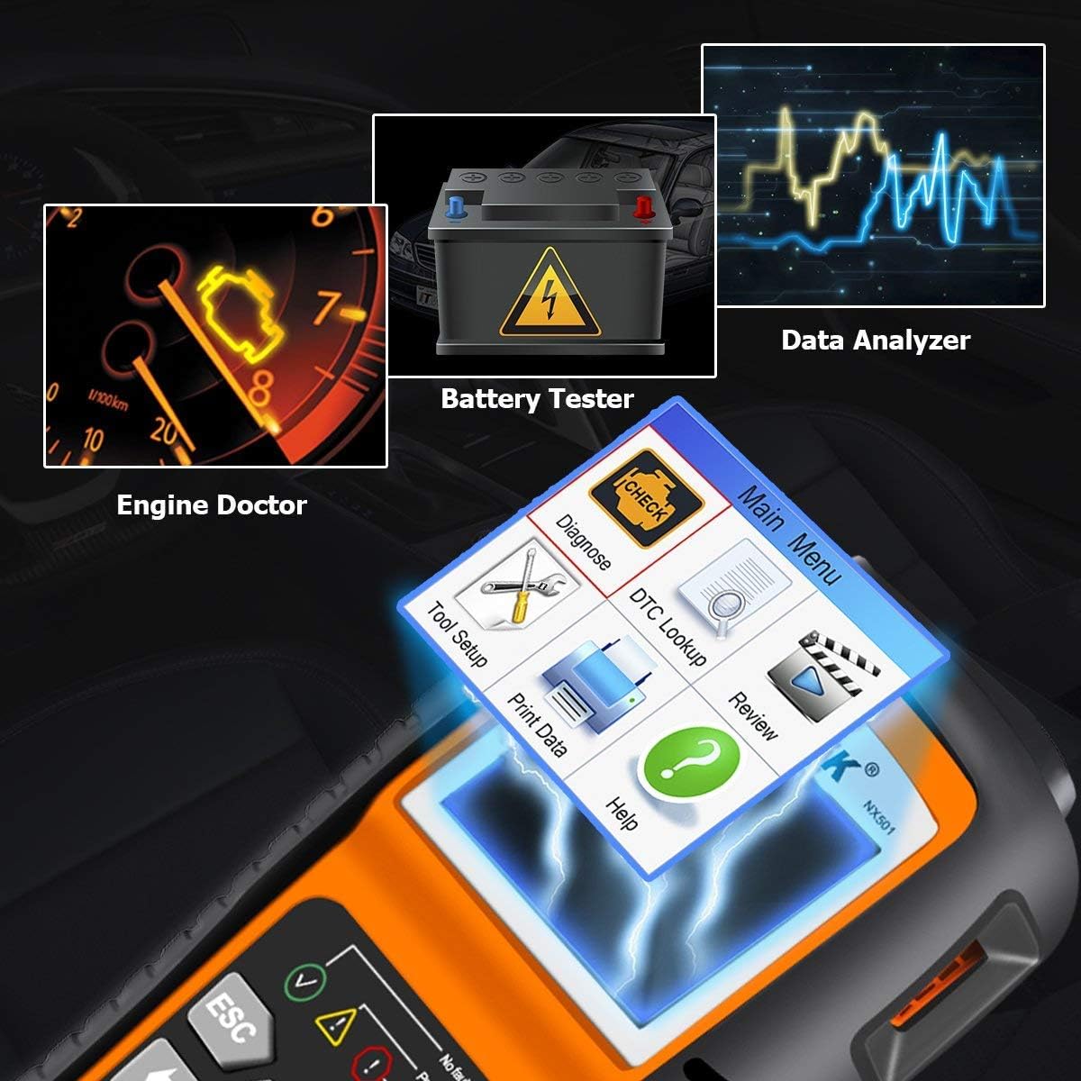 NEXPEAK OBD2 Scanner, NX501 Enhanced OBD II Auto Code Reader, Car Diagnostic Scan Tool Vehicle Check Engine Light Analyzer for All OBDII Vehicles After 1996 Pack of 2