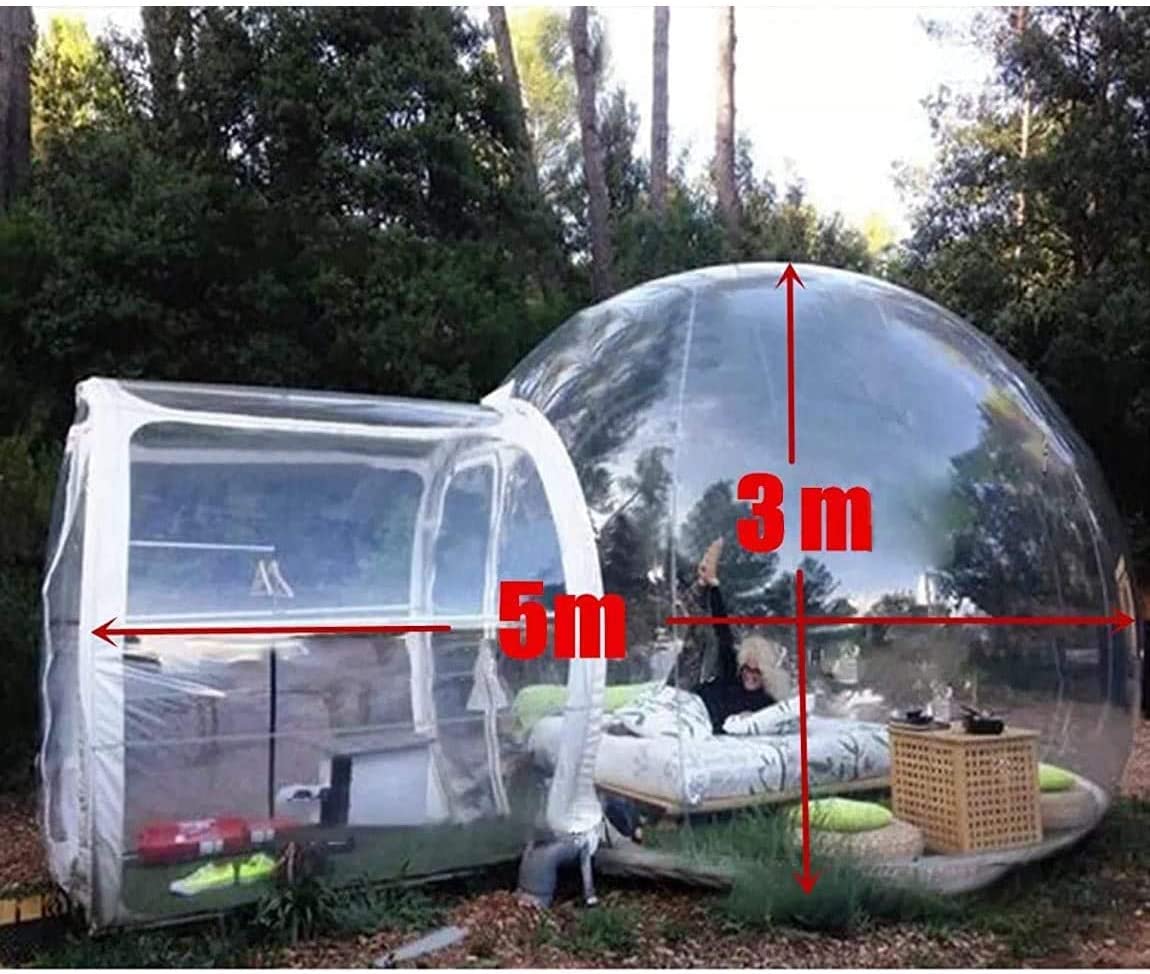 MONIPA Outdoor Inflatable Portable Clear Bubble Tent Canopy Gazebos Single Tunnel Family Camping Backyard Party Event Luxury Dome Air Bubble Quiet Blower 3X5M
