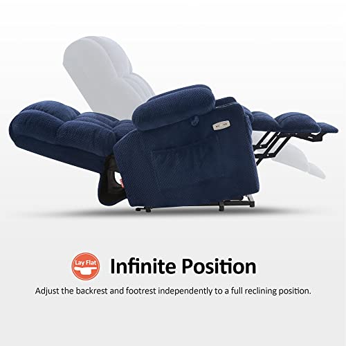MCombo Dual Motor Power Lift Recliner Chair with Massage and Heat for Elderly People, Infinite Position, USB Ports, Cup Holders, Fabric 7890 (Medium-Regular, Burgundy)