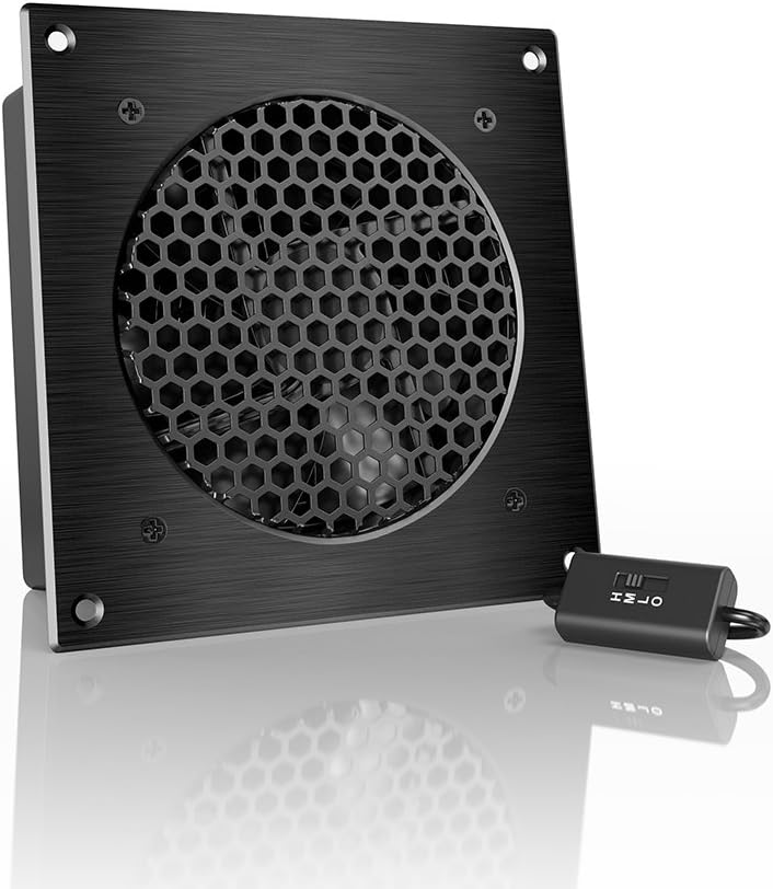 AC Infinity AIRPLATE S3, Quiet Cooling Fan System 6 with Speed Control, for Home Theater AV Cabinets