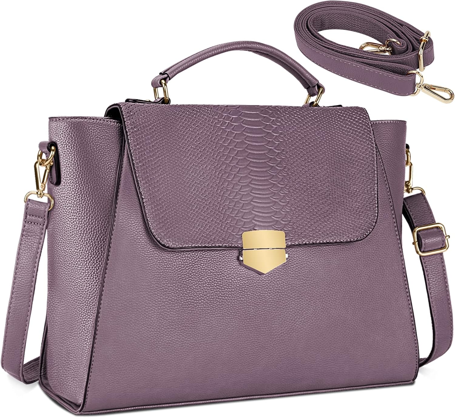 Laptop Bag for Women 15.6 Inch Laptop Tote Bag Waterproof Professional Briefcase Messenger Bag Leather Computer Tote Bag Lightweight Large Capacity Crossboby Shoulder Bag Black