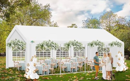 COBIZI 20x40 Party Tent Heavy Duty, Galvanized Wedding Tent, Event Shelter for Parties, Outdoor with Removable Sidewall & Built-in Sandbag, Carpas para Fiestas, Large Canopy, Waterproof, White