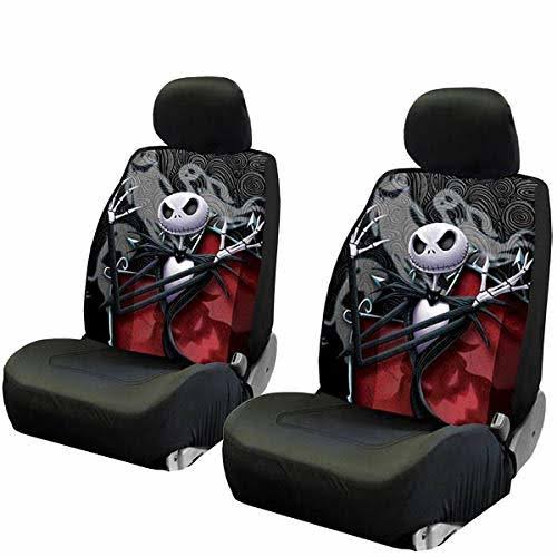 Yupbizauto New 15 Pieces Nightmare Before Christmas Jack Skellington Ghostly Car Truck SUV Seat Covers Floor Mat Bundle Set