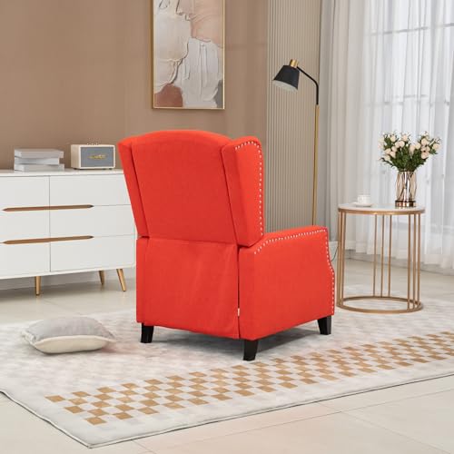 Adjustable Wingback Recliner Chair, Push Back Recliner Sofa Chair with Adjustable Back and Footrest, Stylish Small Reclining Armchair for Living Room, Reading Room, Red