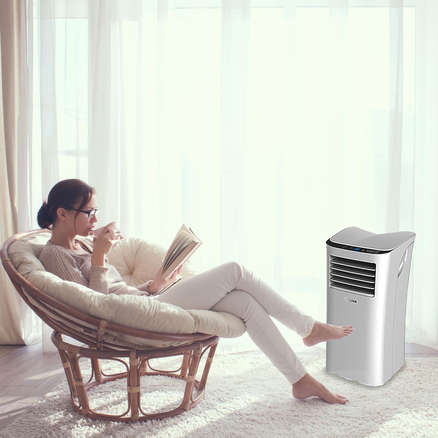 S2 Series 5,000 BTU Portable Air Conditioner Corded Electric Cooling Fan Unit with Window Exhaust Kit for Home and Office Room Use