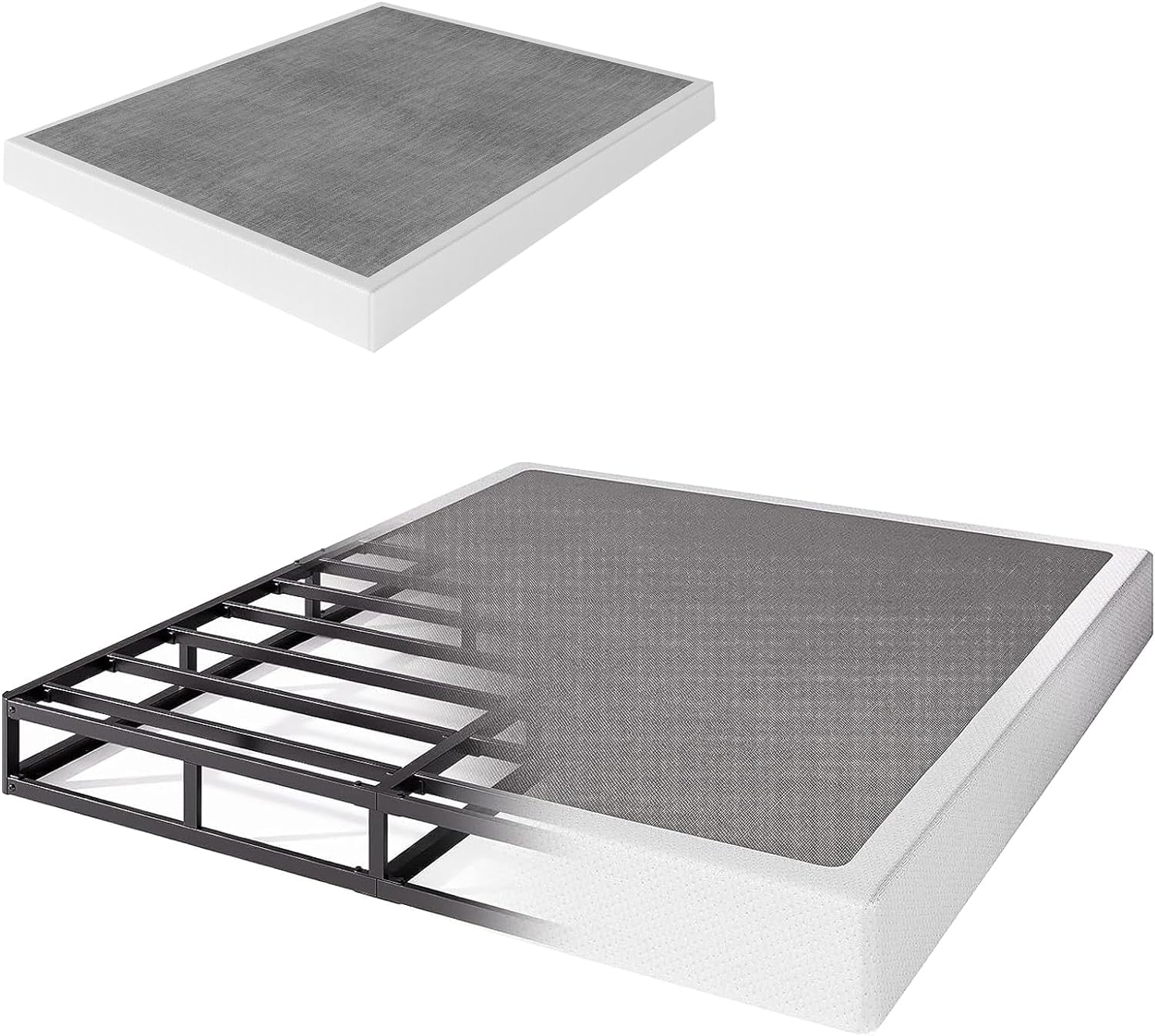 9 Inch Box Spring Queen,Metal Queen Size Box Only Basics Bed Base, Mattress Foundation,Black Sturdy Heavy Duty Structure with Cover,Noise Free,Easy Assembly - Curated Treasures Market