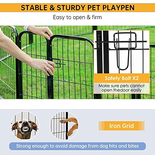 BestPet Dog Playpen Indoor 40 inch 16 Panels Metal Dog Pen Pet Dog Fence Outdoor Exercise Pen with Doors,Pet Puppy Playpen for RV Camping Yard, Black