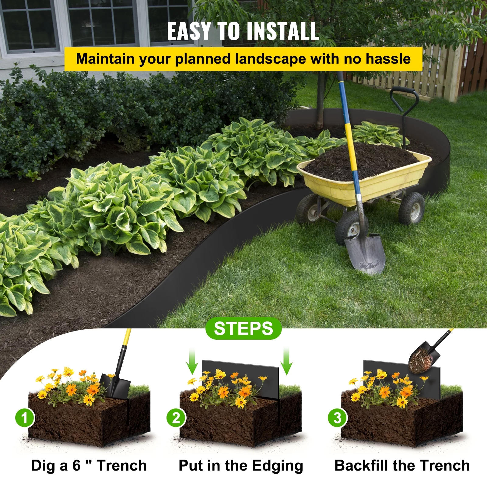 BENTISM Landscape Edging Terrace Board 40 ft Length 10 inch Depth Lawn Garden - Curated Treasures Market