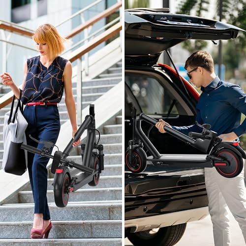 Electric Scooter, 10" /8.5" Solid Tires, 500W/350W Motor,19/22Mph, 22/28/52 Miles Long Range, Folding E-Scooter with Dual Suspension and Braking System