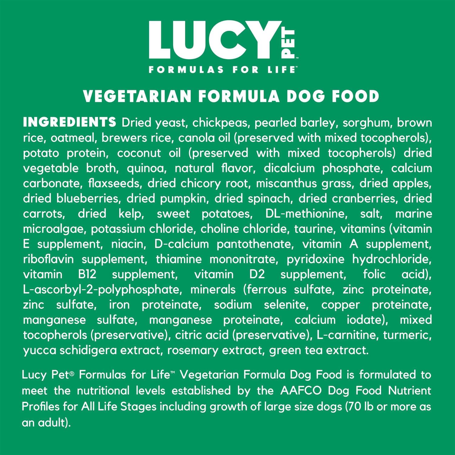 Lucy Pet Products Vegetarian Formula Dry Dog Food - Pet Supplies online store