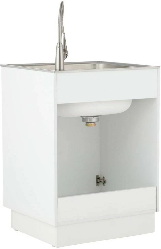 All-in-One 26 in. x 23 in. x 31 in. Stainless Steel Countertop Laundry/Utility Sink and Cabinet ql033y