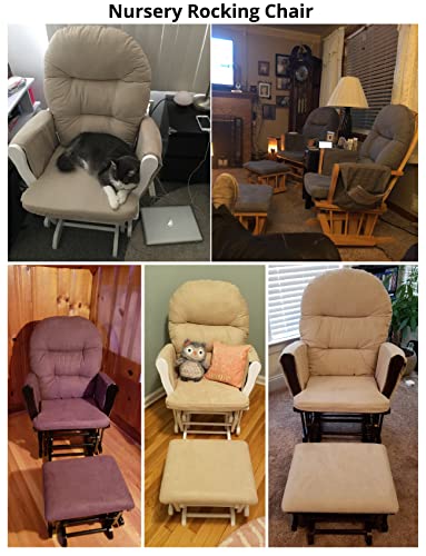 Naomi Home Nursery Glider & Ottoman Sets, Reclining Glider Rocker with Ottoman, Nursery Rocking Breastfeeding Maternity Chair for Baby Room, Recliner Glider with Ottoman, Padded Arms - White, Gray