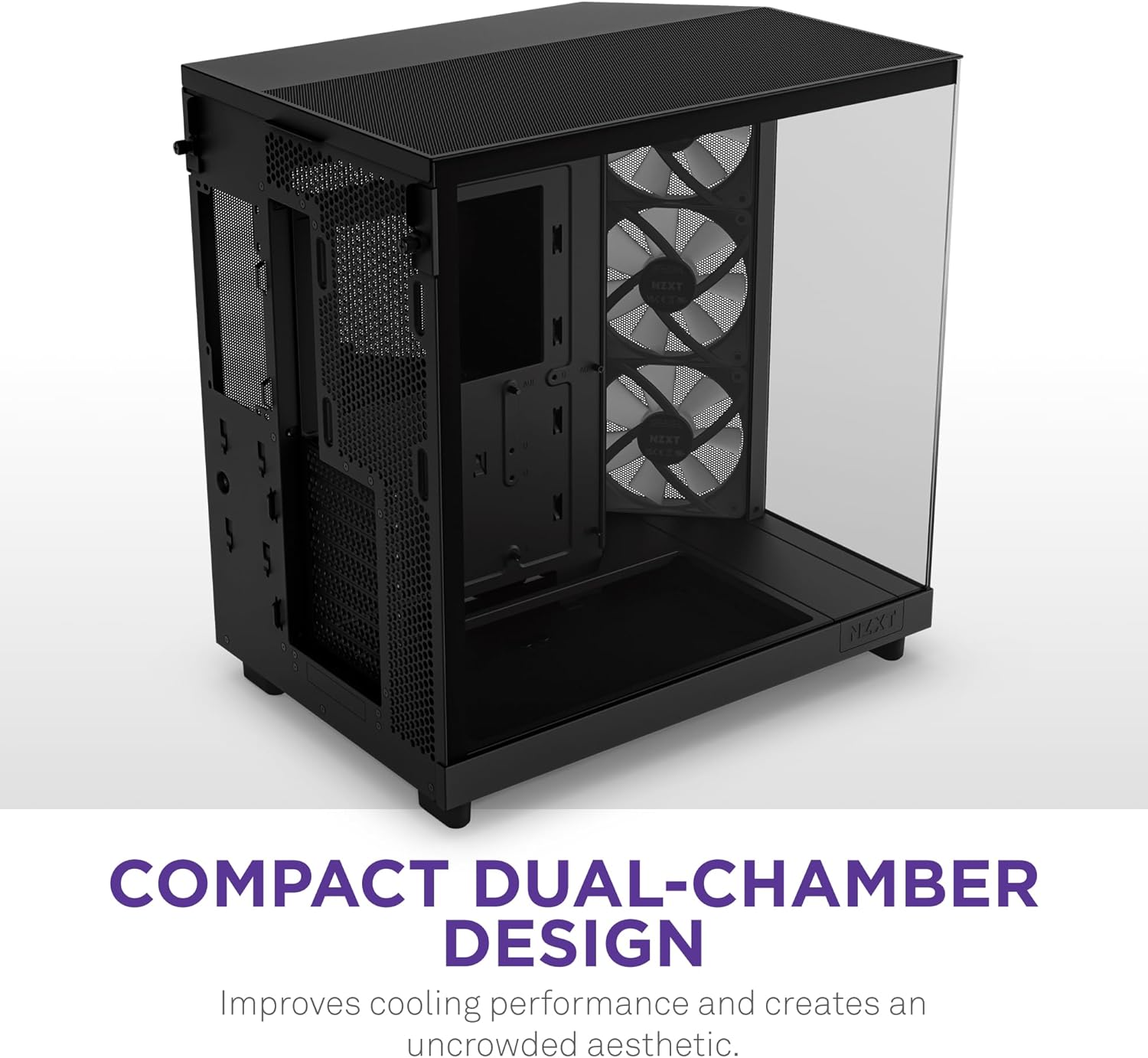 NZXT H6 Flow RGB Mid-Tower Airflow Case with 3 RGB Fans, Panoramic Glass Panels, Cable Management & 360mm AIO CPU Liquid Cooler with Customizable LCD Display, High-Performance Pump, 3 Fans