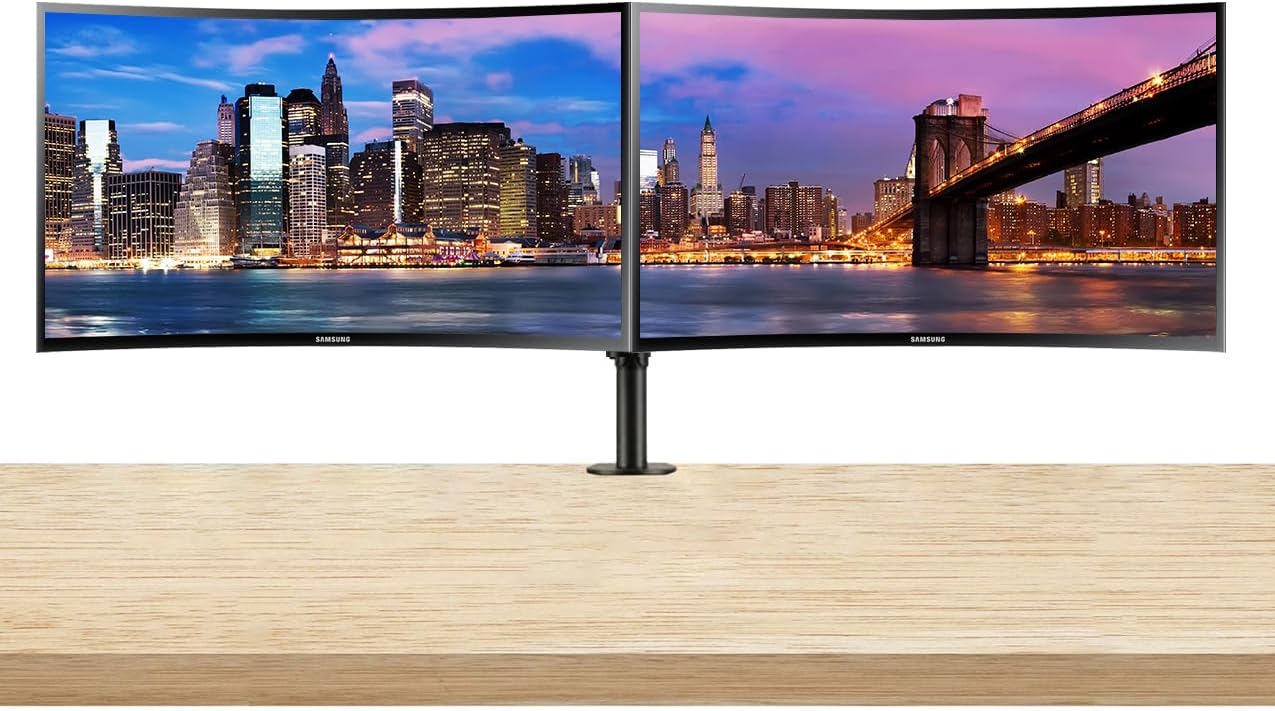 Samsung CF39 27-inch 1080P FHD Curved IPS LCD Professional TAA Compliant Monitor, 2-Pack Bundle with FreeSync, HDMI, VGA, Desk Mount Dual Monitor Stand (C27F390FHN), black