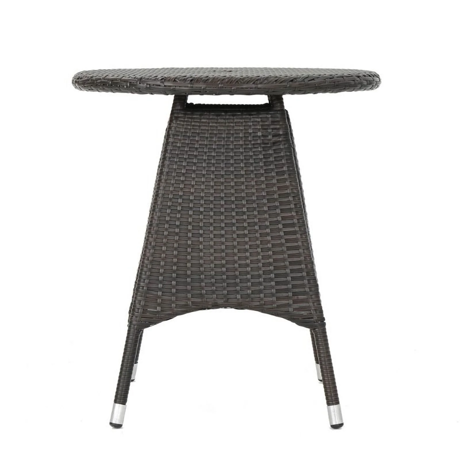 Noble House Corsica 25.75 Round Wicker Patio Dining Table in Brown
