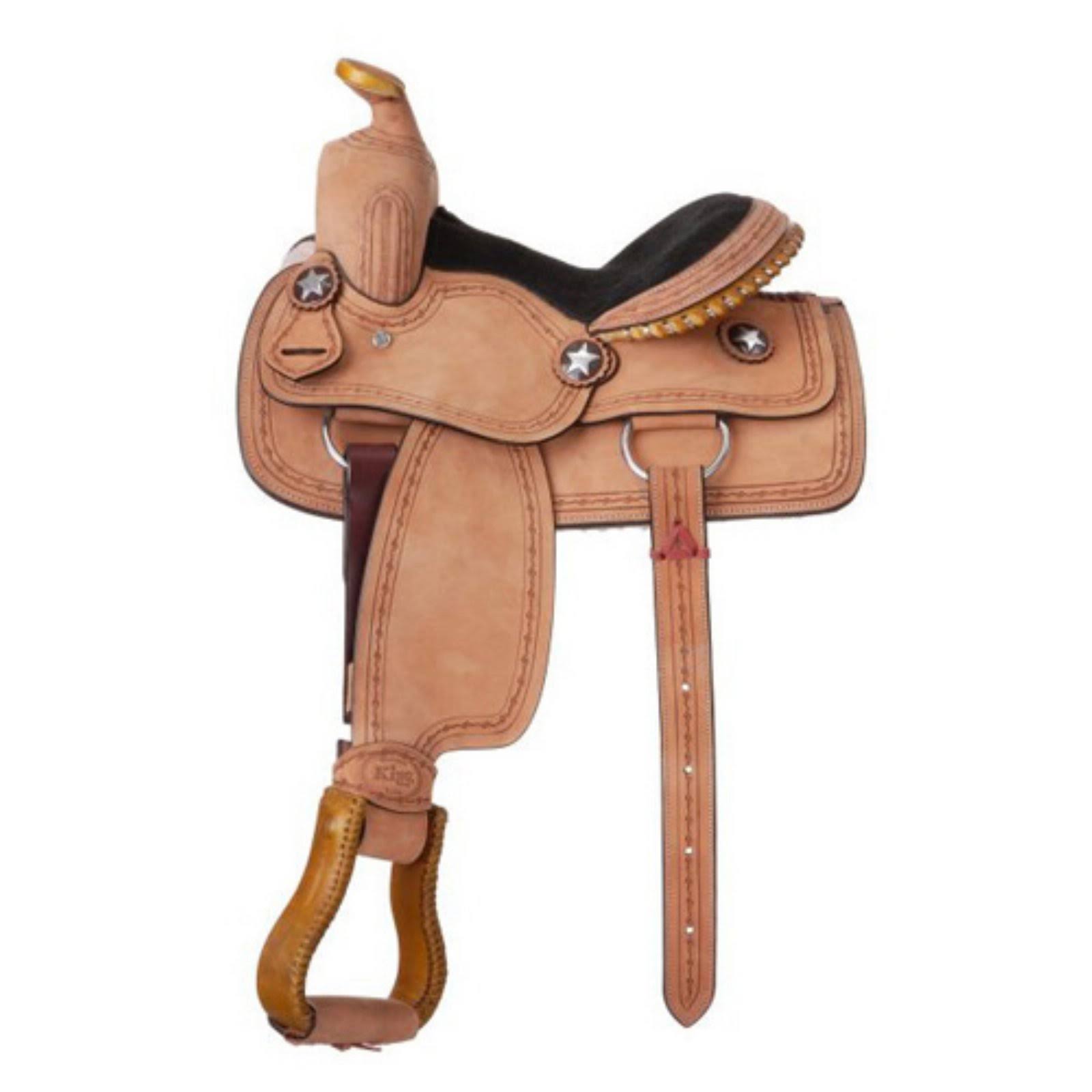 King Series Cowboy Roughout Saddle with Barbwire Tooling