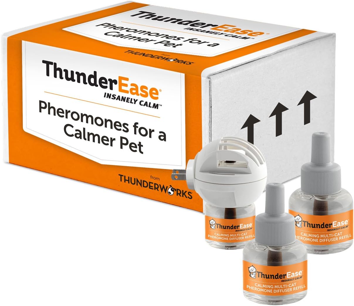 ThunderEase Multicat Calming Pheromone Diffuser Kit | Powered by FELIWAY | Reduce Cat Conflict, Tension and Fighting (90 Day Supply) Pack of 2