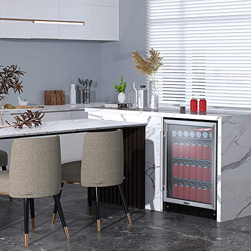 Galanz Beverage Refrigerator and Cooler - 130 Can Mini Fridge with Glass Door for Soda, Beer, or Wine - Small Drink Refrigerator for Office or Bar