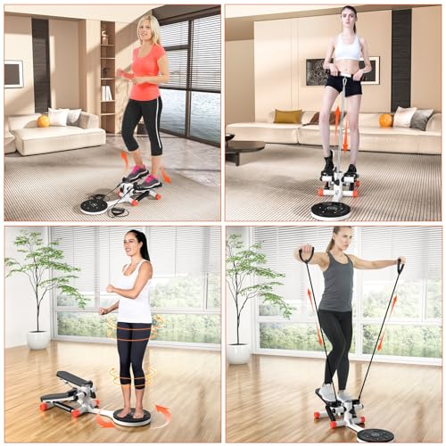 Mini Twist Stepper with Resistance Bands, Stepper Machine with 330LBS Weight Capacity, Mini Stepper with Adjustable Twist Table, LCD Monitor, for Full Body Workout,Smooth and Quiet