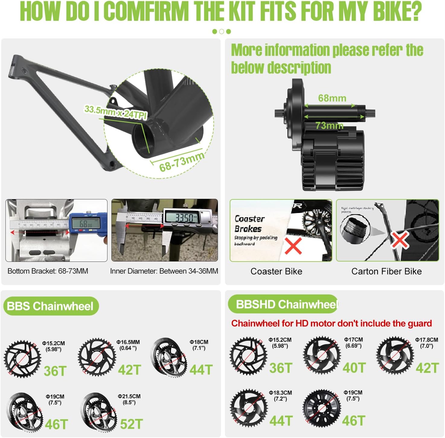 BAFANG BBS02 48V 750W Mid Drive Kits Mid Motor Ebike Conversion Kits with Chainring Wheel and LCD Display(No Battery)