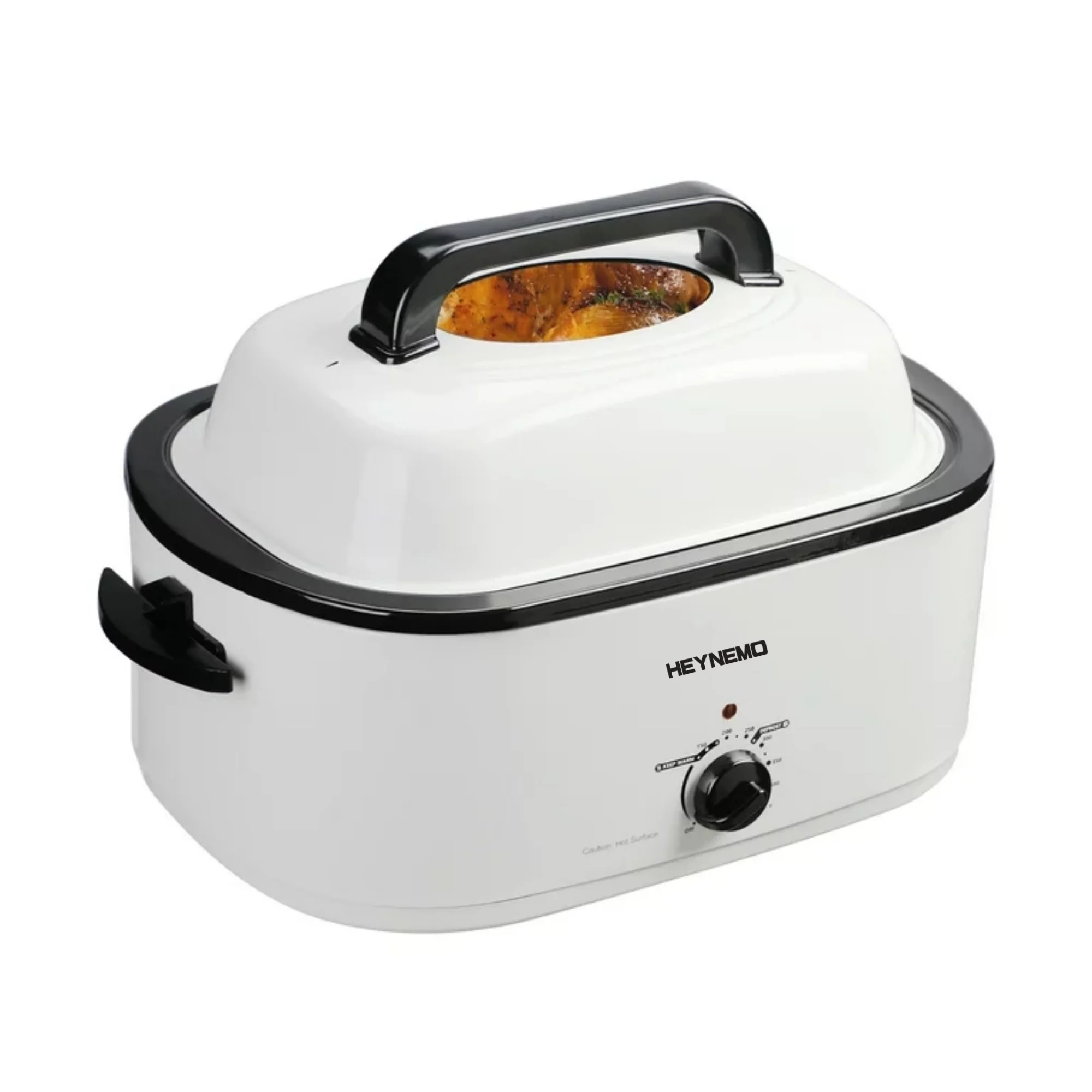 Superjoe 26 Quart Roaster Oven with Self-Basting Lid Removable Pan Electric Turkey Roaster Stainless Steel, White