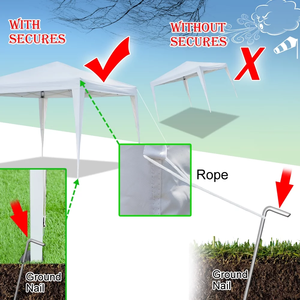 UBesGoo 10 x 10 ft Heavy Duty Ez Pop Up Gazebo Canopy Tent with 4 Removable Sidewalls (White)