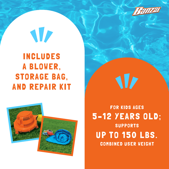 Banzai Splash 'N Blast Outdoor Backyard Inflatable Water Slide Splash Park