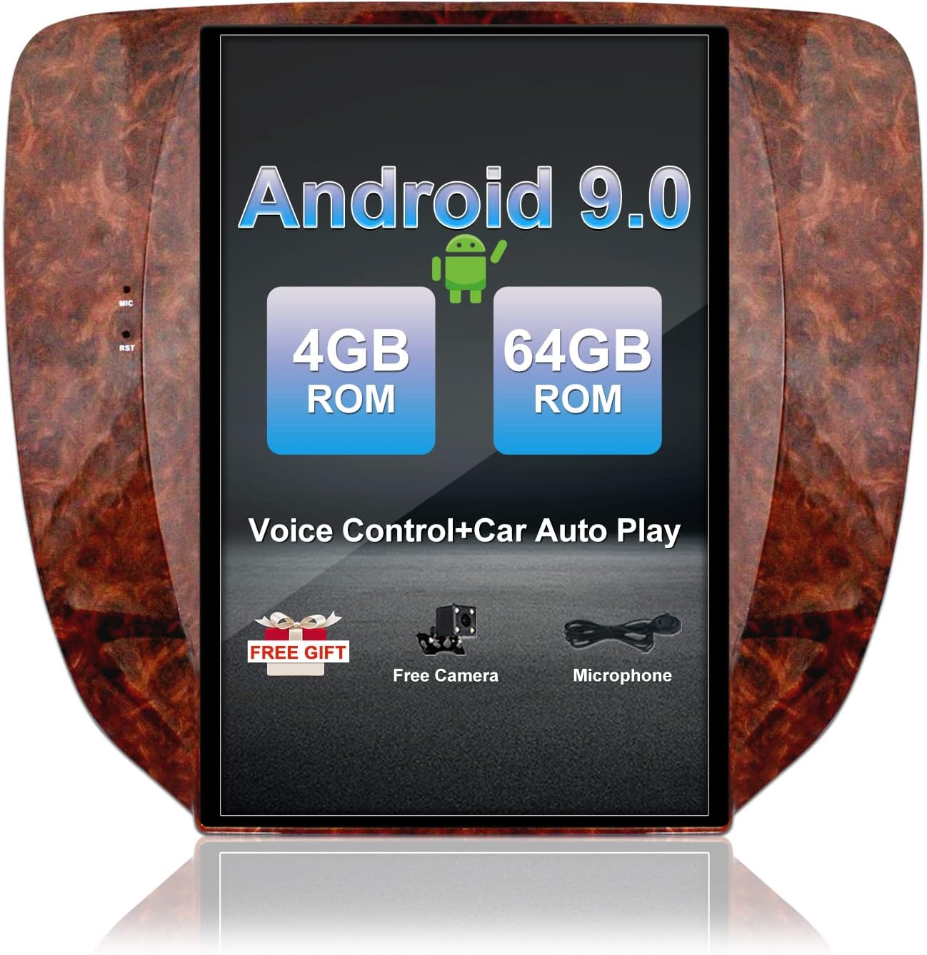 KSPIV 12.1''Android Car Stereo Radio for GMC Yukon/Chevrolet Tahoe Silverado 2007-2012 Compatible with Auto AC,Carauto Audio with Carplay Android Auto DSP Voice Control Camera (Android 9 4G 32GB)