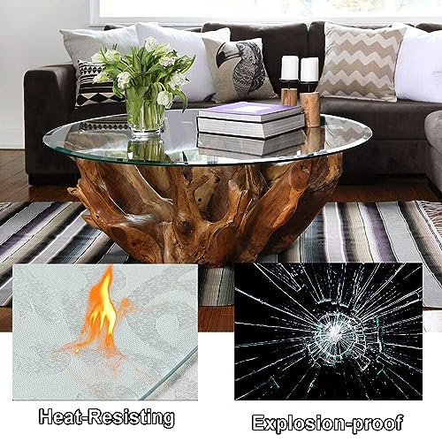 SAGIDAR Round Tempered Glass, Round Table Glass Top, Round Glass Table Top Dining Table Top, 16IN 22IN 26IN 30IN 36IN, Clear Glass High Gloss, Smooth Surface Garden Table, DIY Table