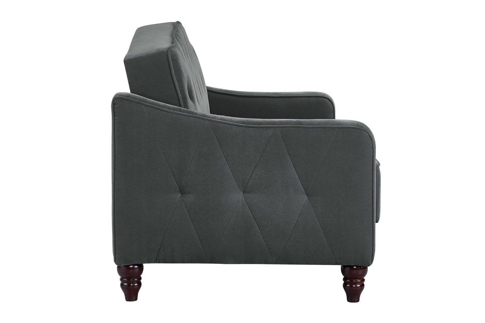 Novogratz Vintage Tufted Sofa Sleeper II- Gray Velvet