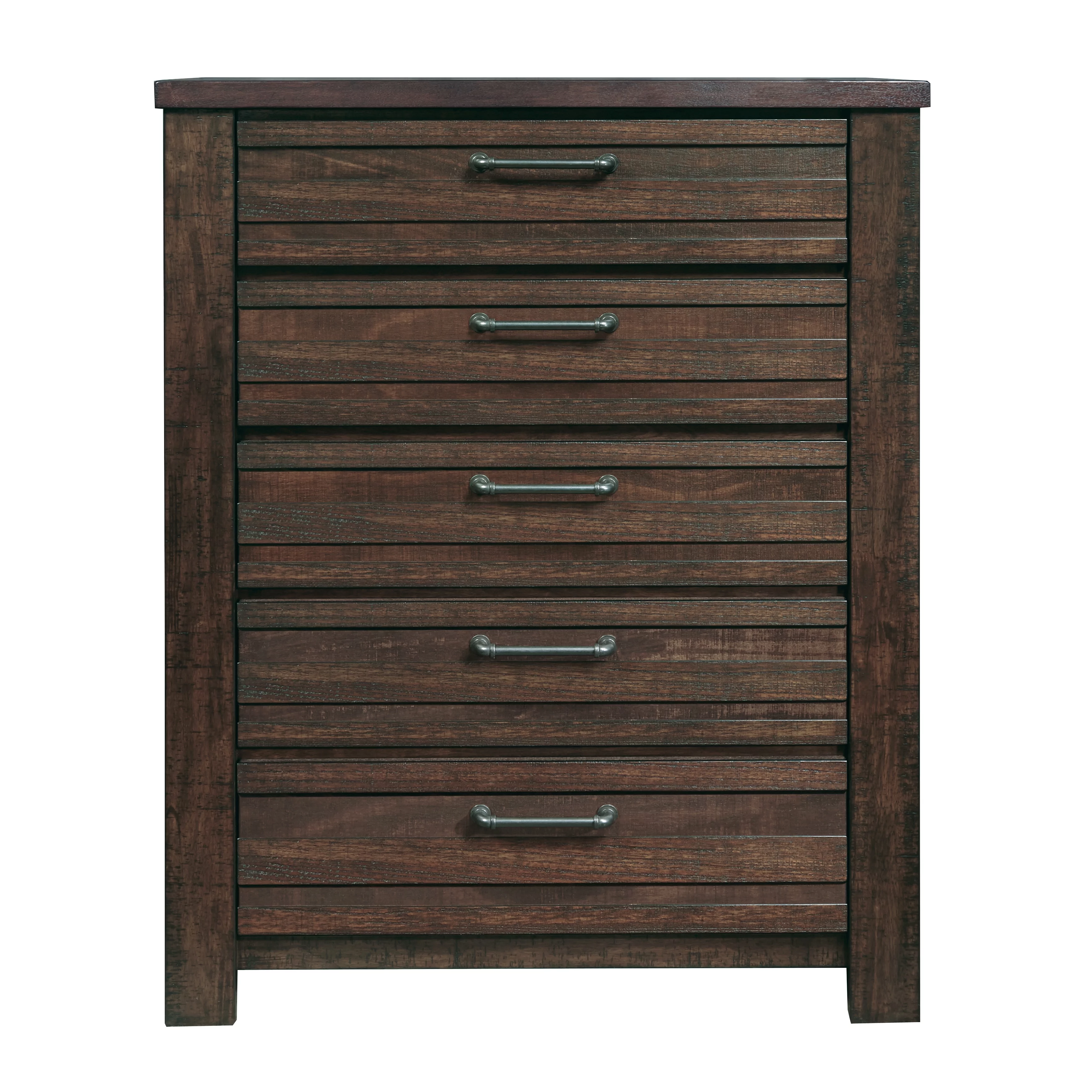 Sedona Transitional Wood Bedroom Set, Panel King Bed with Dresser, Mirror, Nightstand, Chest in Espresso