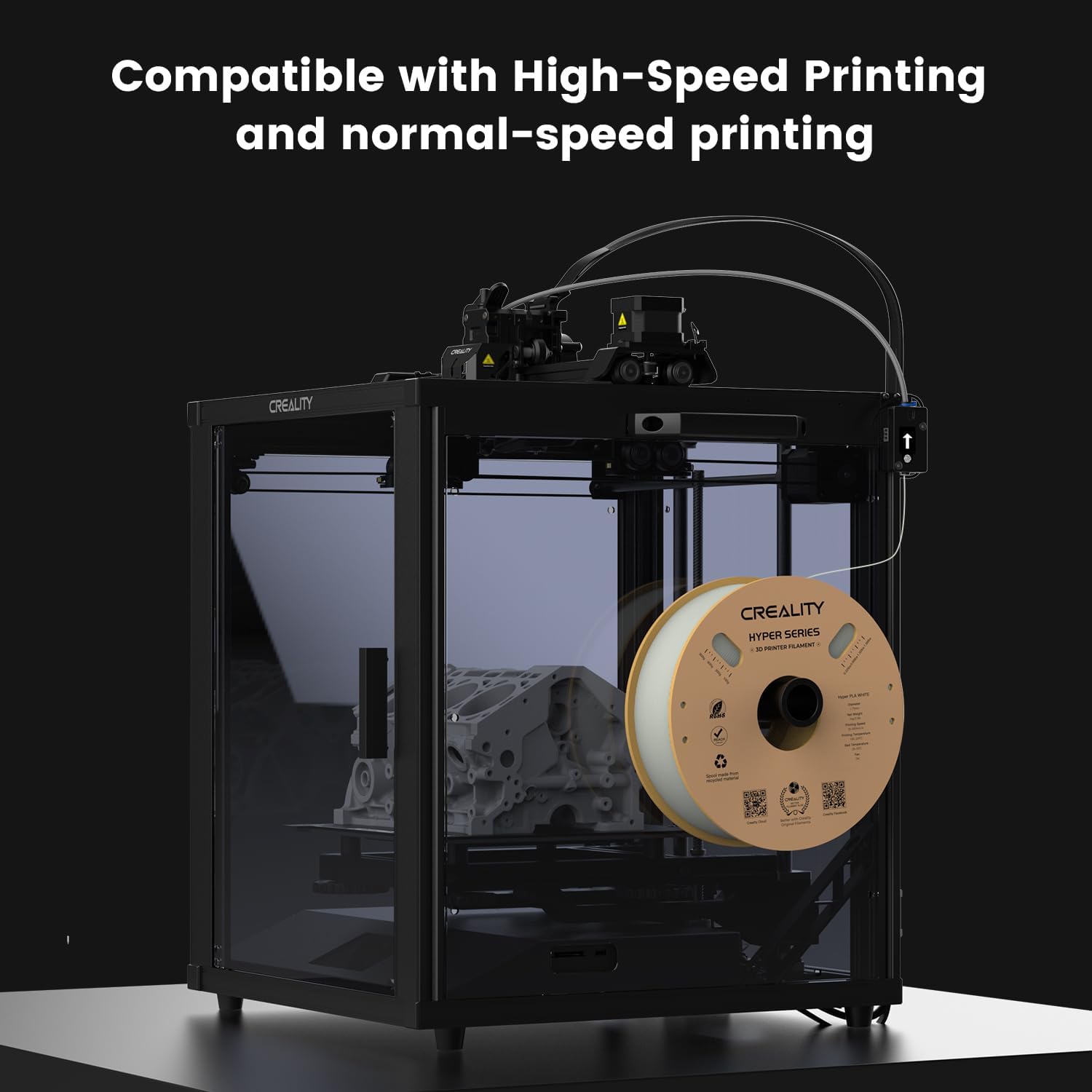 Creality Official Ender 3 V3 KE 3D Printer 500mm/s High-Speed Printing Self-Test Dual Z-axis Double Linear Shafts on Y-axis Superior Hotend Double Fans Cooling with Creality Hyper 3D Printer PLA White