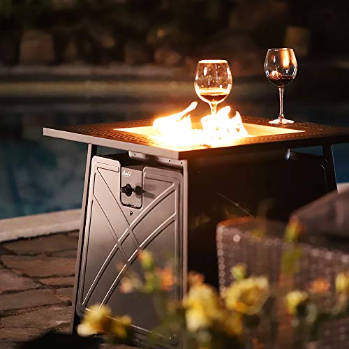 BALI OUTDOORS 50000 BTU Propane Fire Pit with Lid, 28 inch Fire Pit Table Outdoor, Black Firepits for Outside Backyard, Patio