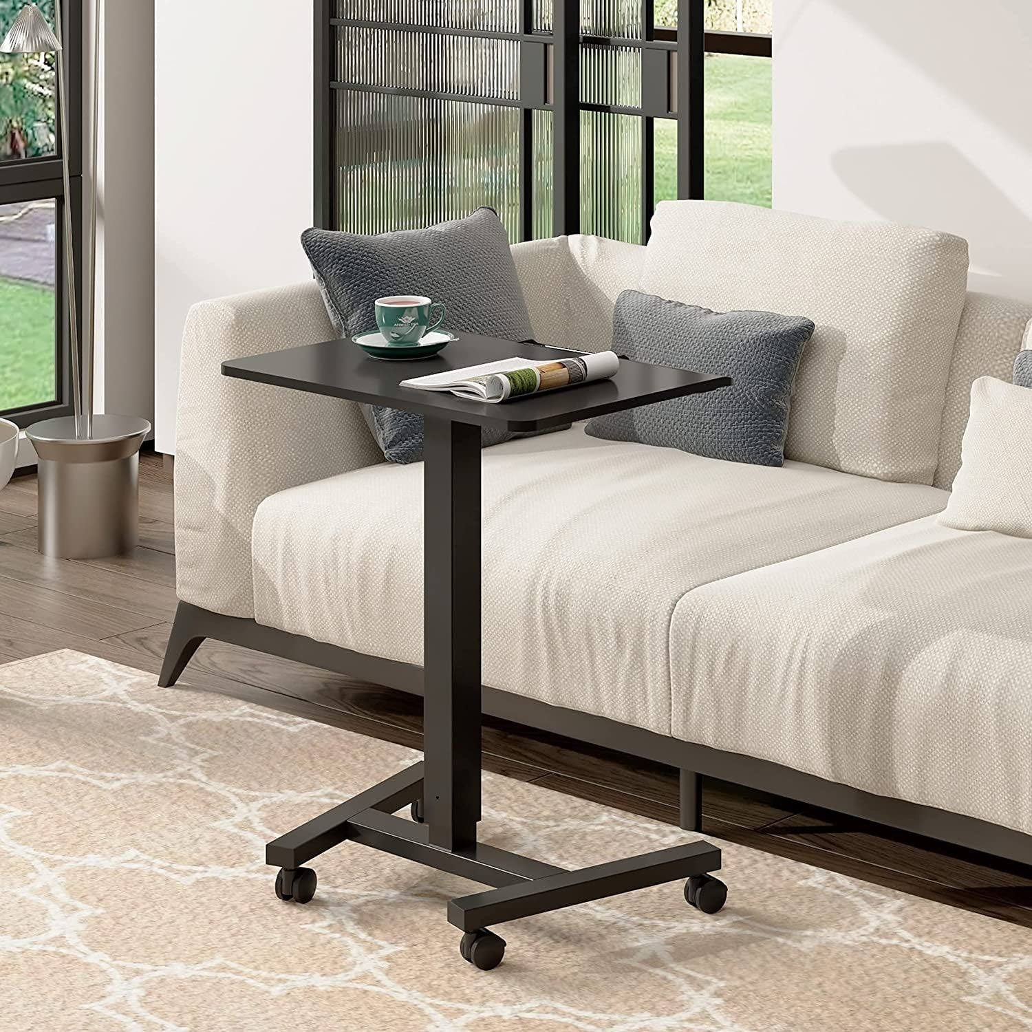 Mobile Laptop Desk Cart Rolling Sit to Stand Adjustable Height - Black