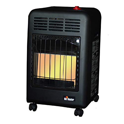 Mr Heater 4000 to 18000 BTU 3 Setting Portable LP Gas Heater Unit with Dual Tank Connection for Indoor and Outdoor Use, Black/Red