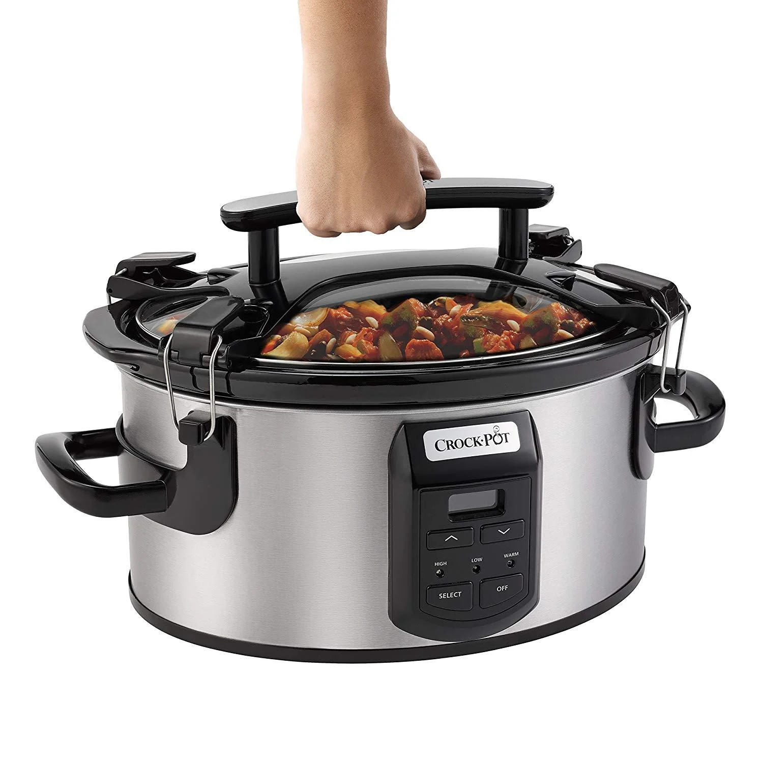 Crockpot SCCPVS600ECP-S Crock-Pot Cook and Carry Portable Slow Cooker with Digital Control, 6 Quart, Silver