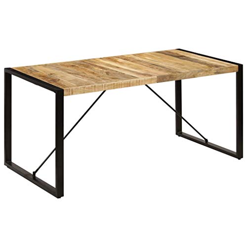 Kitchen & Dining Tables Dining Table 63"x31.5"x29.5" Solid Mango Wood,Industrial Mango Wood Dining Table with PowderCoated Steel Legs for 6 Home & Kitchen Furniture