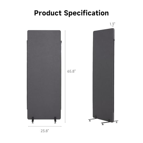 Real Relax Freestanding Room Divider, 24" x 66" Privacy Screen, Single Panel Cubicle Divider with Fixed and Sliding Feet, Removable Side Zipper, for School, Office, Hospital, Living Area, Library