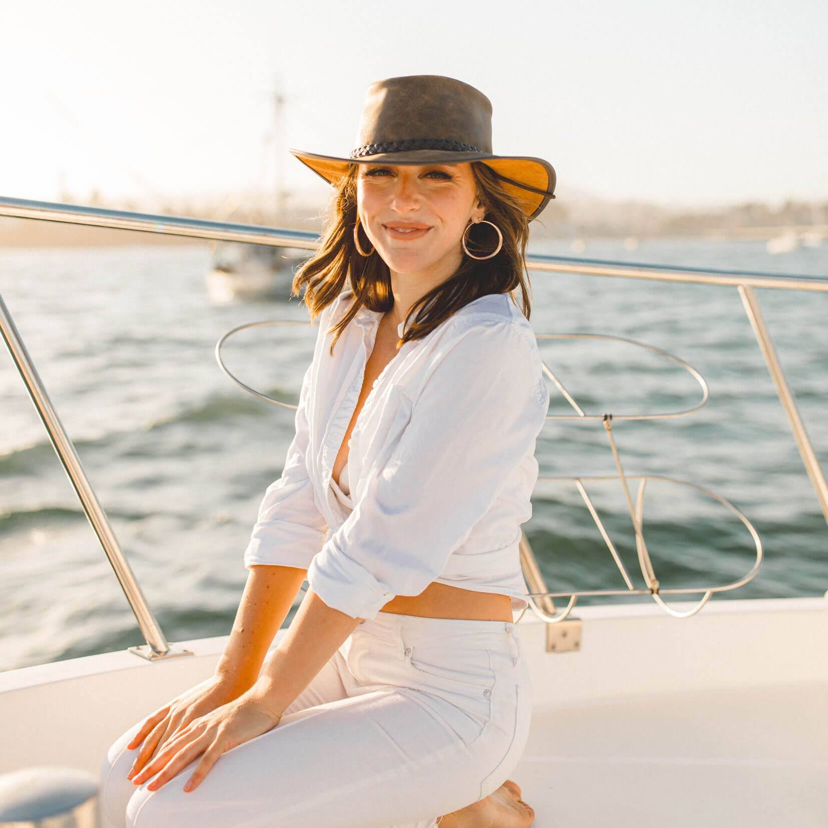 Men&s Crusher Leather Hat - Copper
