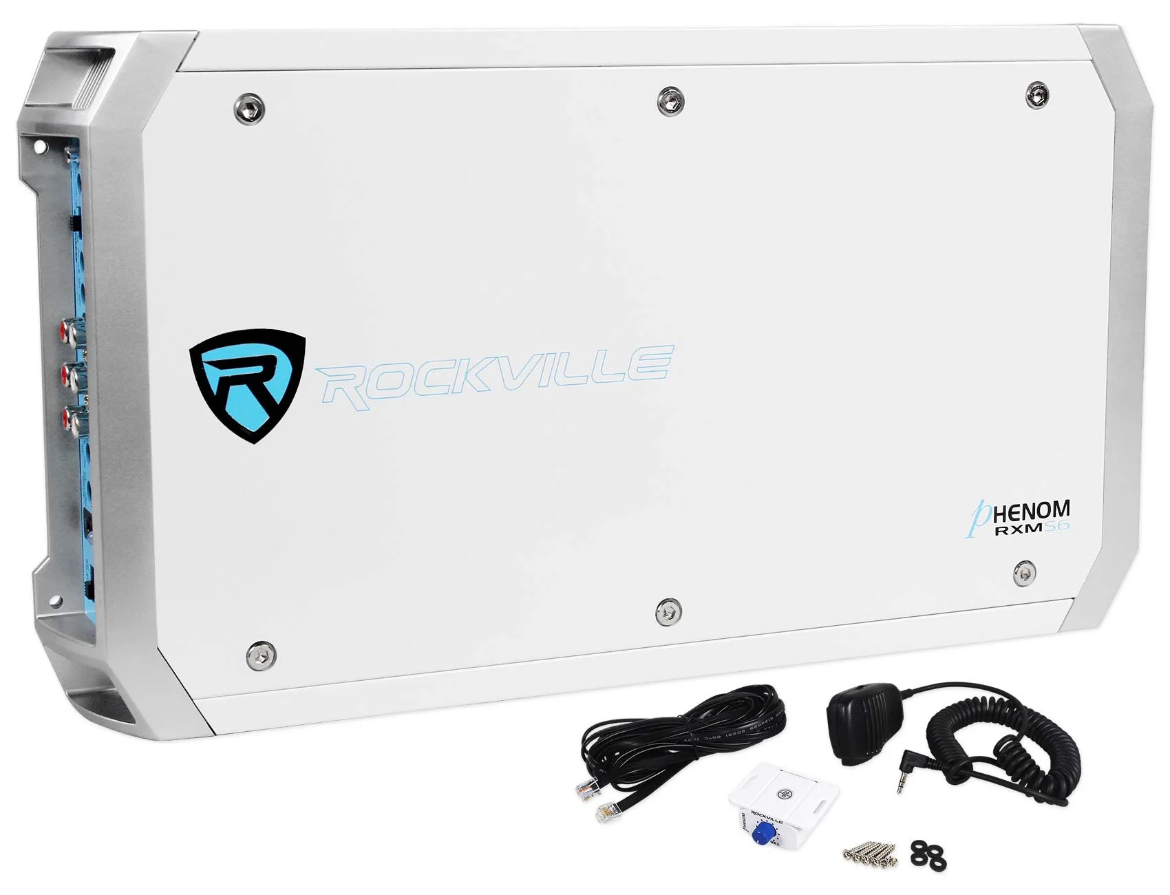 Rockville Marine Bluetooth Receiver+4) 6.5" Wakeboards+2) LED Speakers+6-Ch Amp