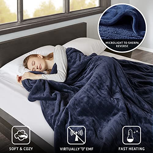 Beautyrest Heated Blanket, Eletric Blanket, Soft, Warm, Reversible Plush - Sherpa Heating Blanket with 20 Heat Settings, 1-10 hrs Timer Auto Shut Off, Machine Washable, King (90 inx100 in), Tan