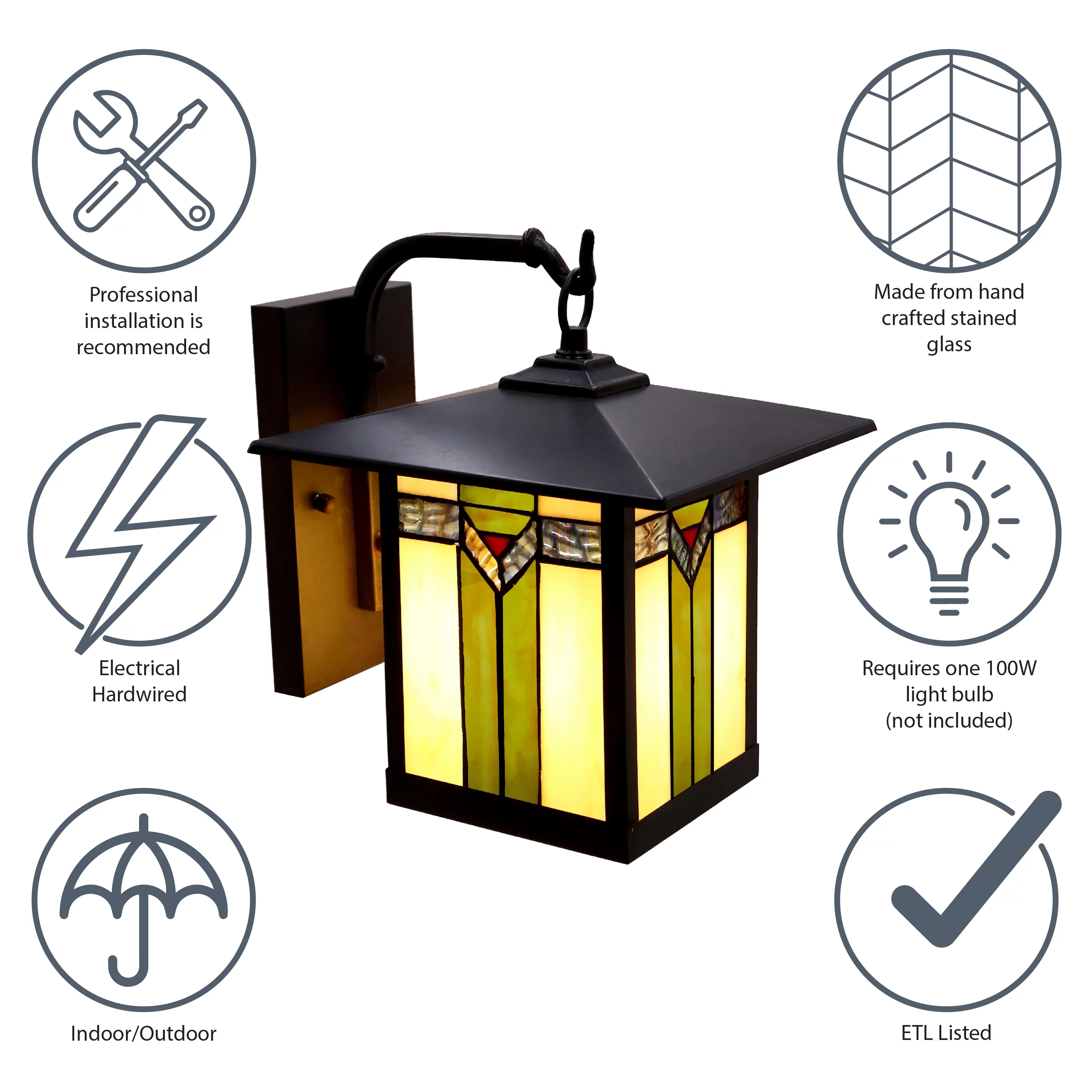 River of Goods Southwest 1-Light Bronzed Outdoor Stained Glass Wall Sconce