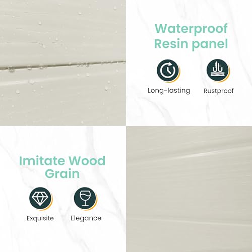 UDPATIO Outdoor Resin Storage Shed 6x4.5 FT, Plastic Garden Shed for Bike, Garbage Can, Tool, Outside Sheds with Lockable Door for Backyard, Patio, Lawn, Grey & White