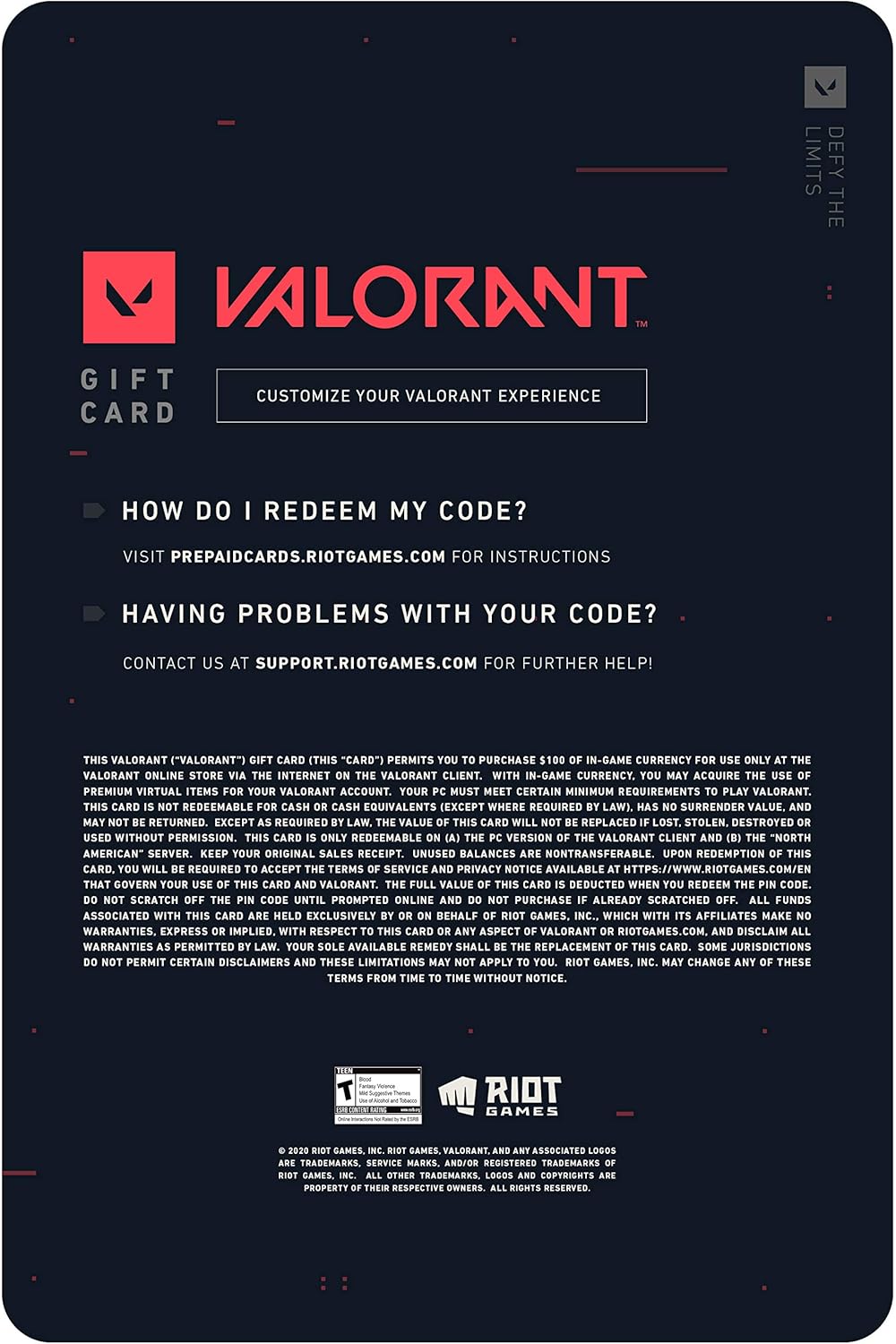 VALORANT $100 Gift Card - PC [Online Game Code]