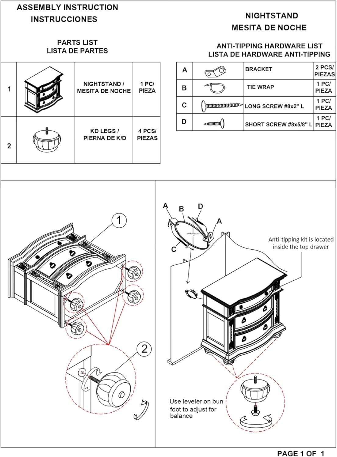 1Pc Traditional Style End Table 3-Drawer Nightstand with Marble Top Rich Brown Cherry Finish Solid Wood Wooden Bedroom