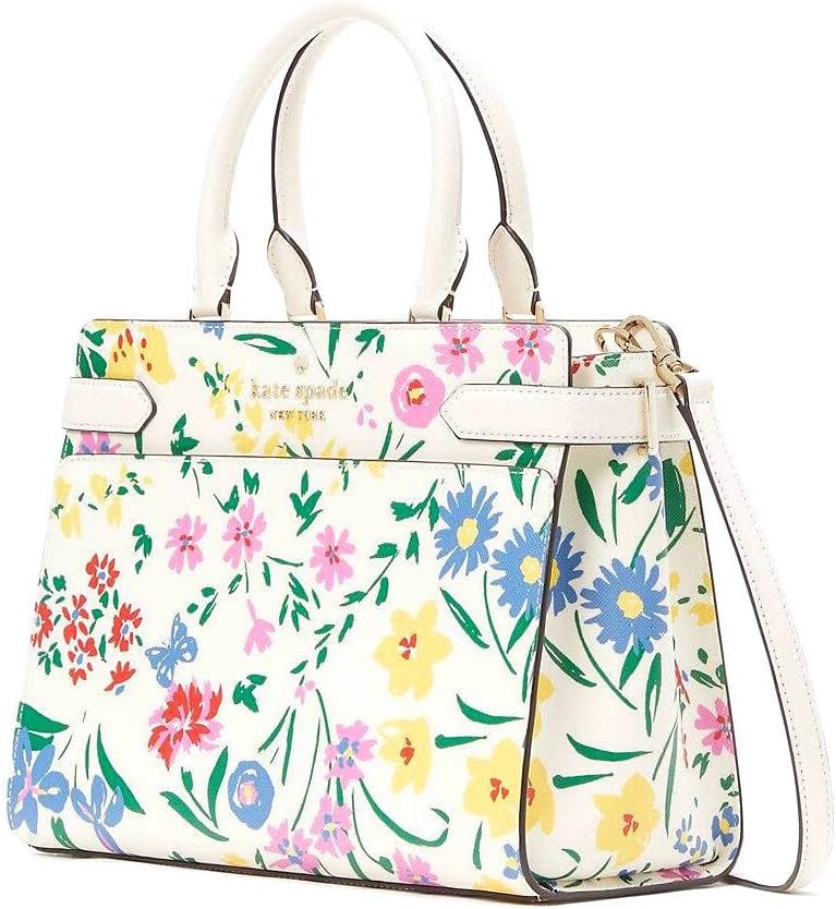 Kate Spade New York womens Kate Spade Staci Medium Top Zip Satchel Crossbody Garden Bouquet - Cream Multi