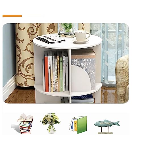 Bookshelf flexible Bookcases 360° Rotating Bookshelf 1-6 Tier Standing Bookcase Round White Book Rack Small Space Home Corner Bookshelf Organizer perfect furniture