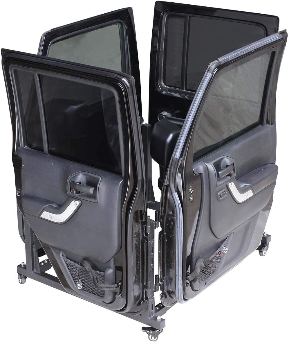 POFENZE Movable 4 Door Hanger Cart Sliding Door Storage Rack for Jeep Wrangler JK JL Gladiator JT 2007-2022