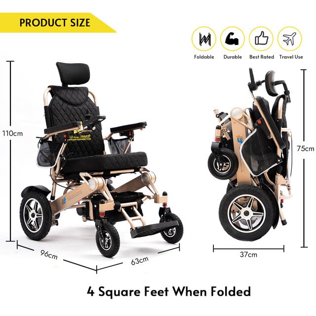 Enhanced Mobility Lightweight Foldable Electric Wheelchair for Seniors and Adults, Ideal Travel Companion with Portable Power Chair (1 Battery 15+ Miles Range, Blue Seat)